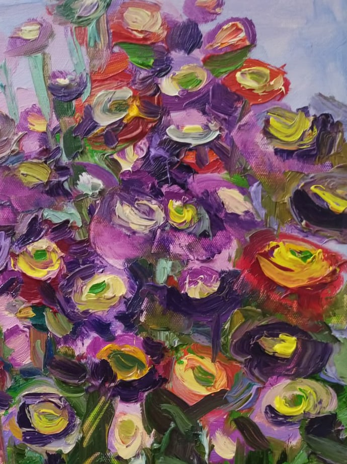 Oil painting Asters Nina L - 7