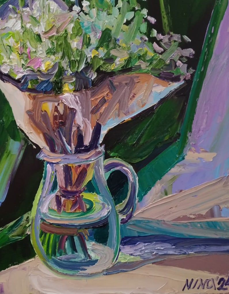 Oil painting Bouquet of daisies Nina L - 5