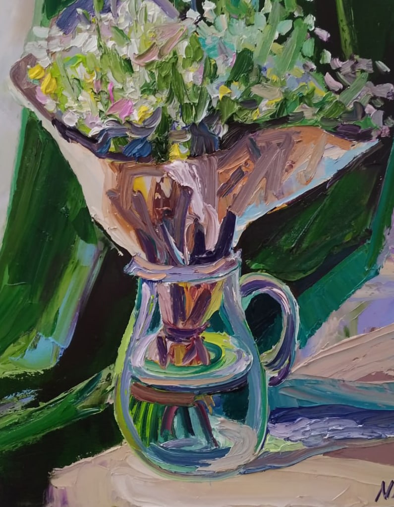Oil painting Bouquet of daisies Nina L - 8