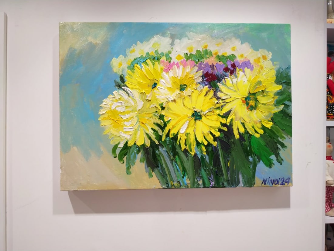 Oil painting Chrysanthemums Nina L - 10