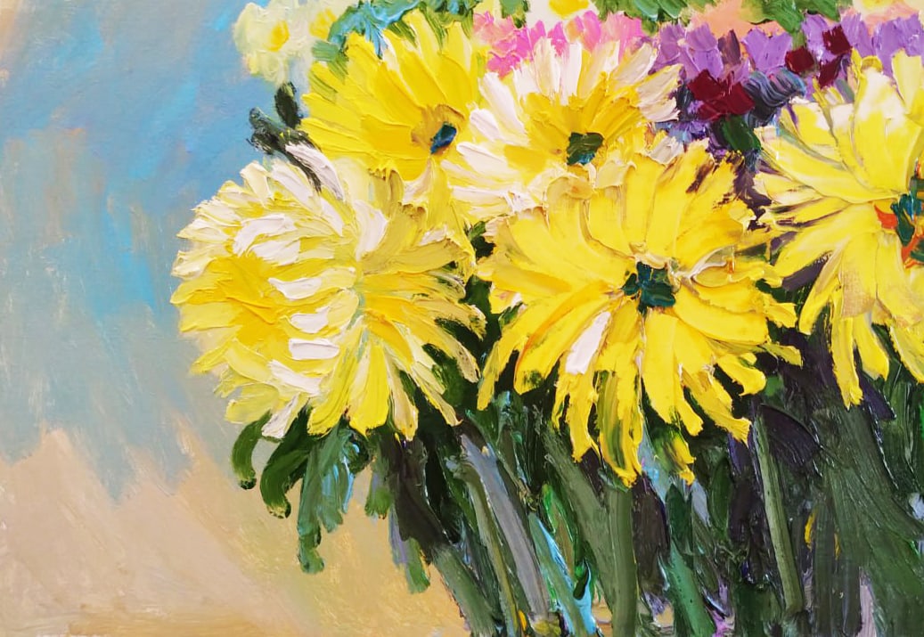 Oil painting Chrysanthemums Nina L - 4