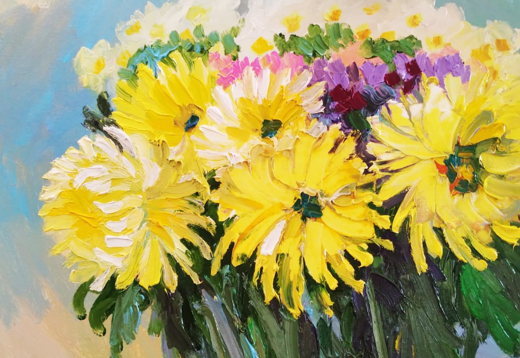 Oil painting Chrysanthemums Nina L - 6