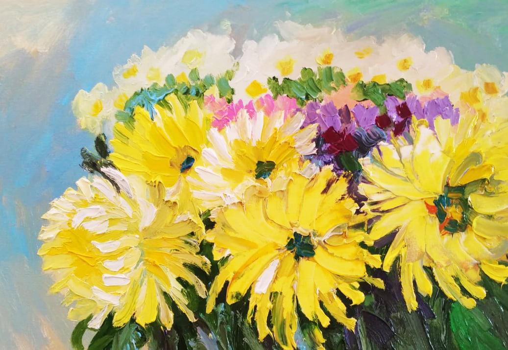 Oil painting Chrysanthemums Nina L - 9
