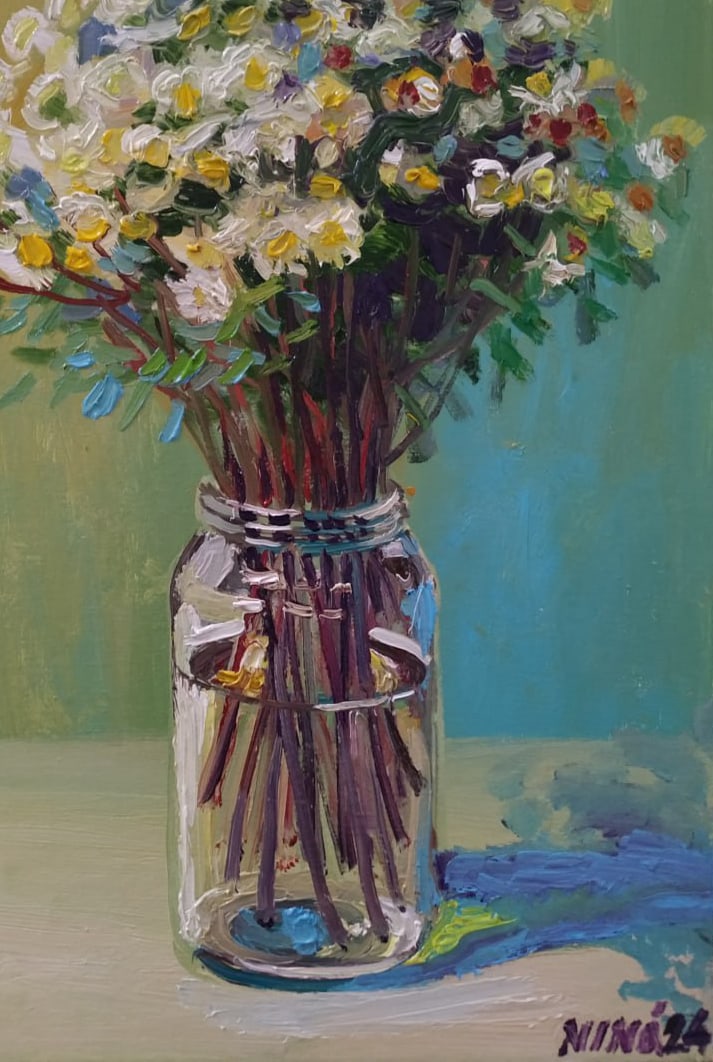 Oil painting Chrysanthemums Nina L - 5