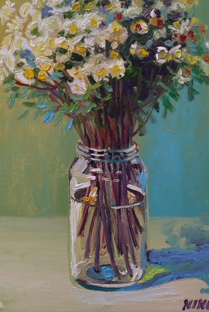Oil painting Chrysanthemums Nina L - 8