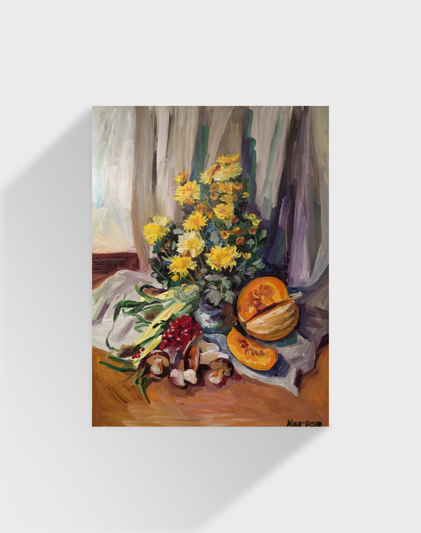 Oil painting Still life with chrysanthemums Nina L - 10