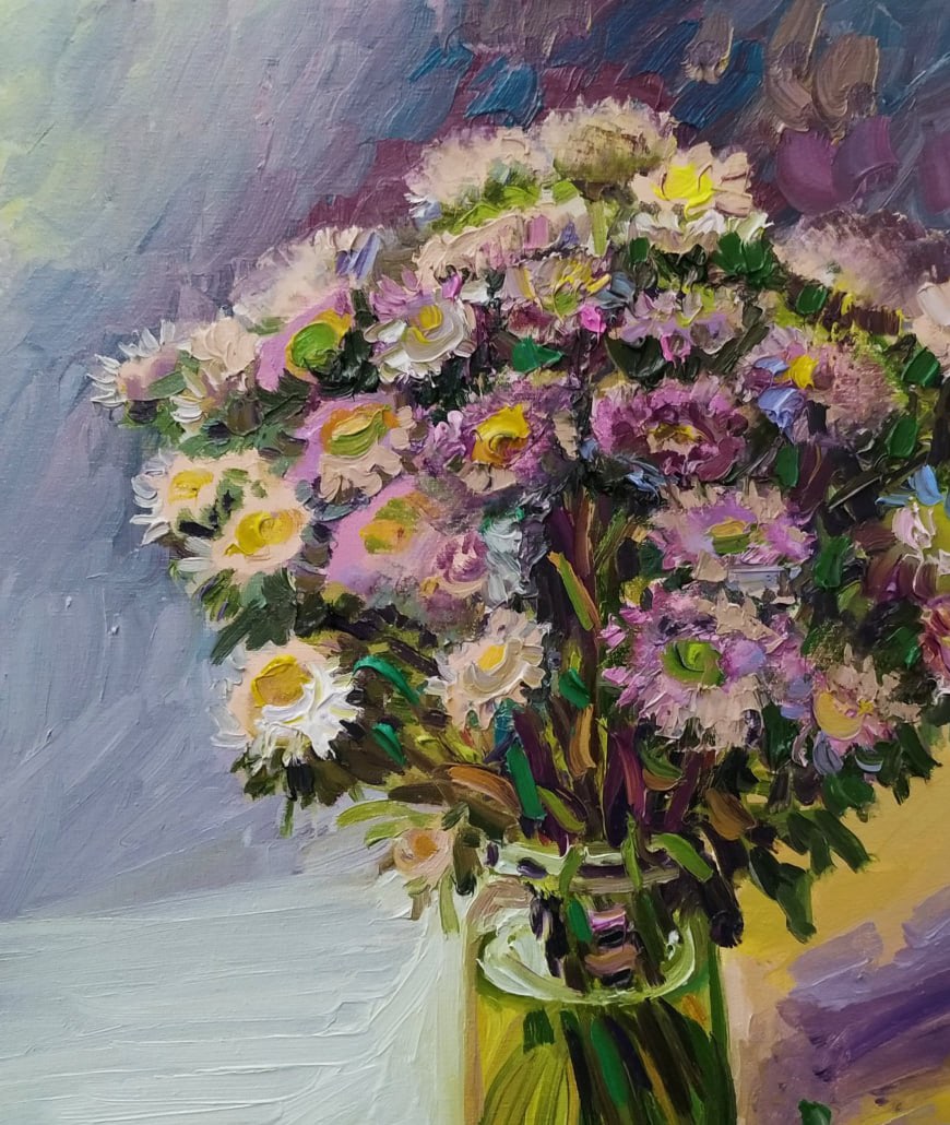 Oil painting Asters Nina L - 8