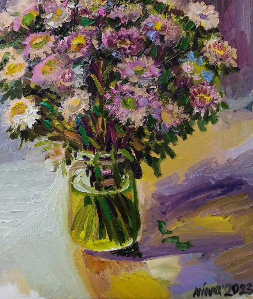 Oil painting Asters Nina L - 9