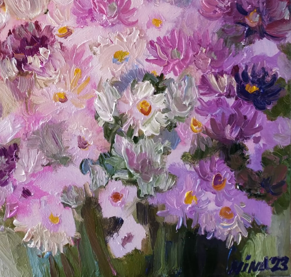 Oil painting Chrysanthemums Nina L - 8