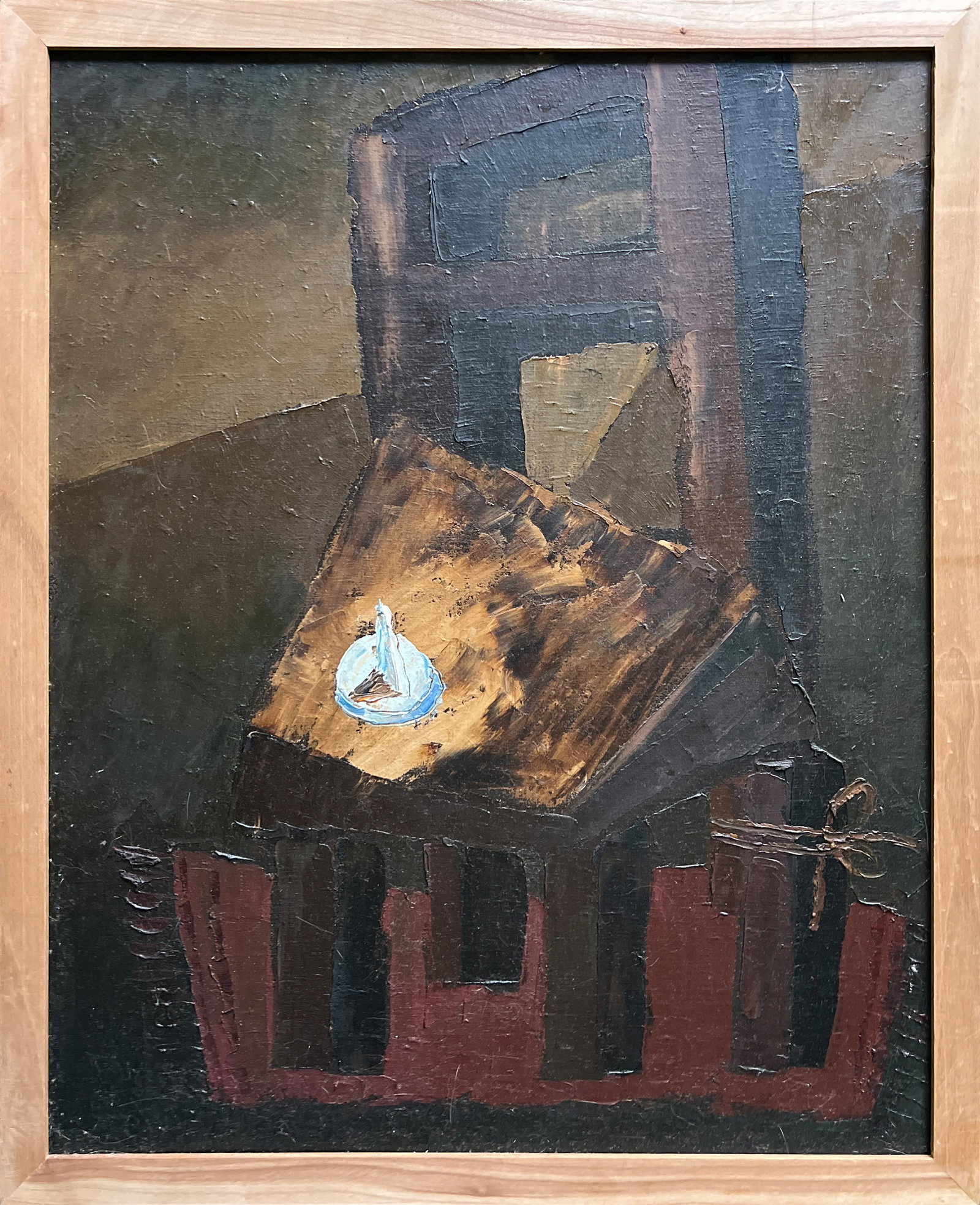 Abstract Oil painting with frame stationery button K. Leonid: 604KK Painter: K. Leonid S?ze: 50x40 cm/ 19.68x15.74 inches Components: oil, canvas Original painting CONDITION: exellent ERA:1997 ARTIST: Born in the village of Ostrov, what a beautiful name, located