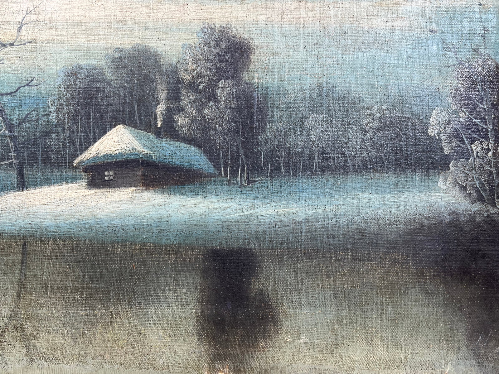 Oil painting Winter night Kronov - 7