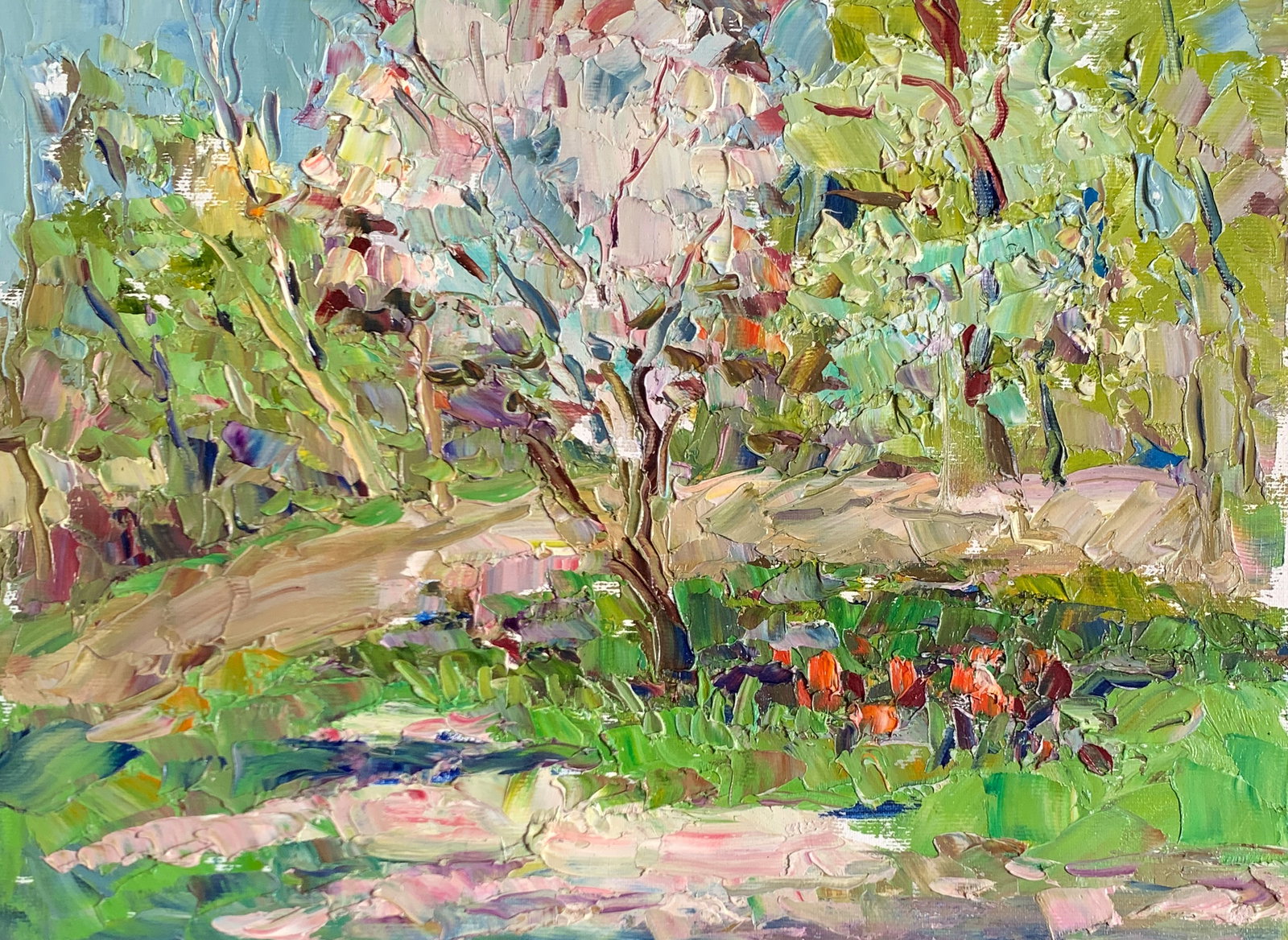 Oil painting mother's garten Sergey Ivanovich Animov: 356DDD Painter: Sergey Ivanovich Animov S?ze: 26x35 cm/10.23x13.77 inches Components: canvas, oil Original painting from our collection ERA: modern About the artist: Serhiy Ivanovych was born on May