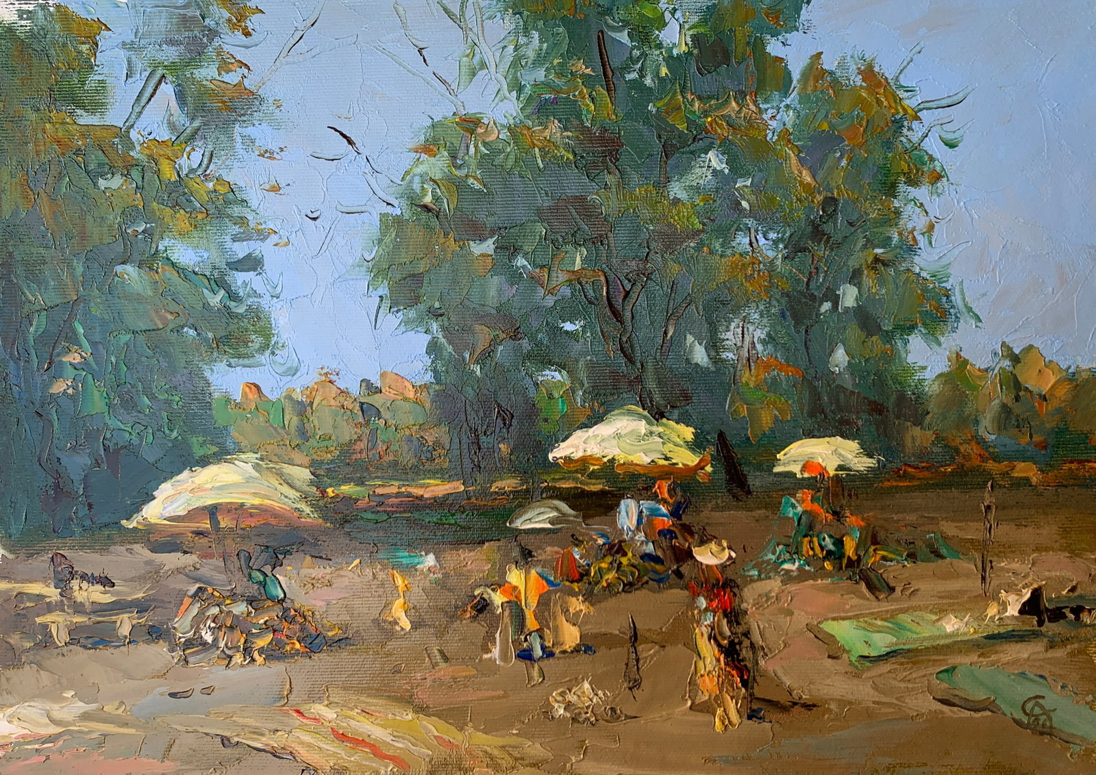Oil painting city beach Sergey Ivanovich Animov: 359DDD Painter: Sergey Ivanovich Animov S?ze: 26x38 cm/10.23x14.96 inches Components: canvas, oil Original painting from our collection ERA: modern About the artist: Serhiy Ivanovych was born on May 1