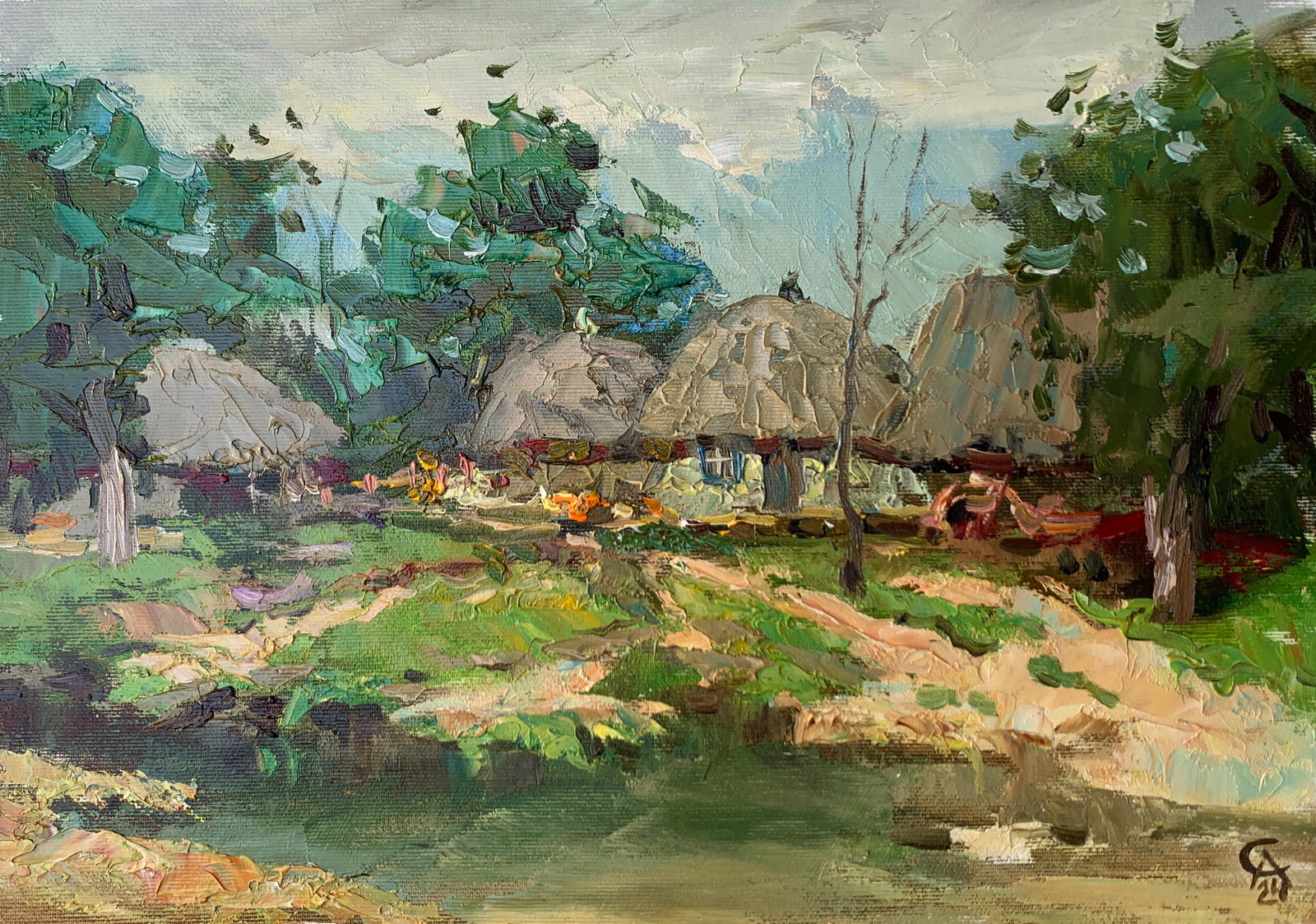 Oil painting Countryside Sergey Ivanovich Animov: 370DDD Painter: Sergey Ivanovich Animov S?ze: 27x39 cm/10.62x15.35 inches Components: canvas, oil Original painting from our collection ERA: modern About the artist: Serhiy Ivanovych was born on May