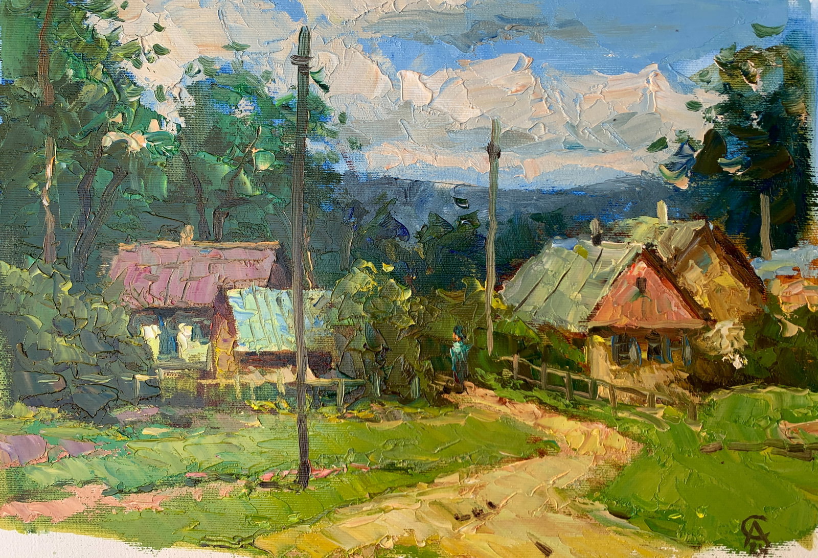 Oil painting Rest stop Sergey Ivanovich Animov: 381DDD Painter: Sergey Ivanovich Animov S?ze: 26x38 cm/10.23x14.96 inches Components: canvas, oil Original painting from our collection ERA: modern About the artist: Serhiy Ivanovych was born on May