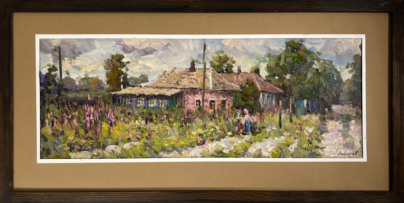 Oil painting rural road Sergey Ivanovich Animov: 392DDD Painter: Sergey Ivanovich Animov S?ze: 23x60 cm/ 9.05x23.62 inches Components: canvas, oil Original painting from our collection ERA: 2017 About the artist: Serhiy Ivanovych was born on May 12,