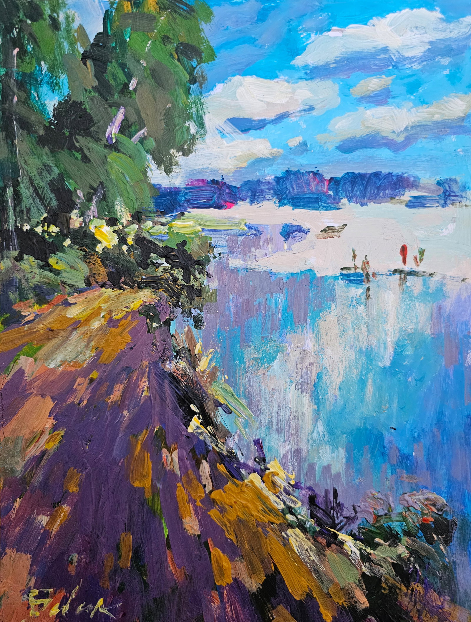 Acrylic painting city beach Vyacheslav Petrovich Babac: 252BA Painter: Vyacheslav Petrovick Babac S?ze: 28x21 cm/ 11.02x8.26 inches Components: Acrylic, cardboard Original painting from our collection ERA: 2024 About the artist: Born on August 24, 1946 to 