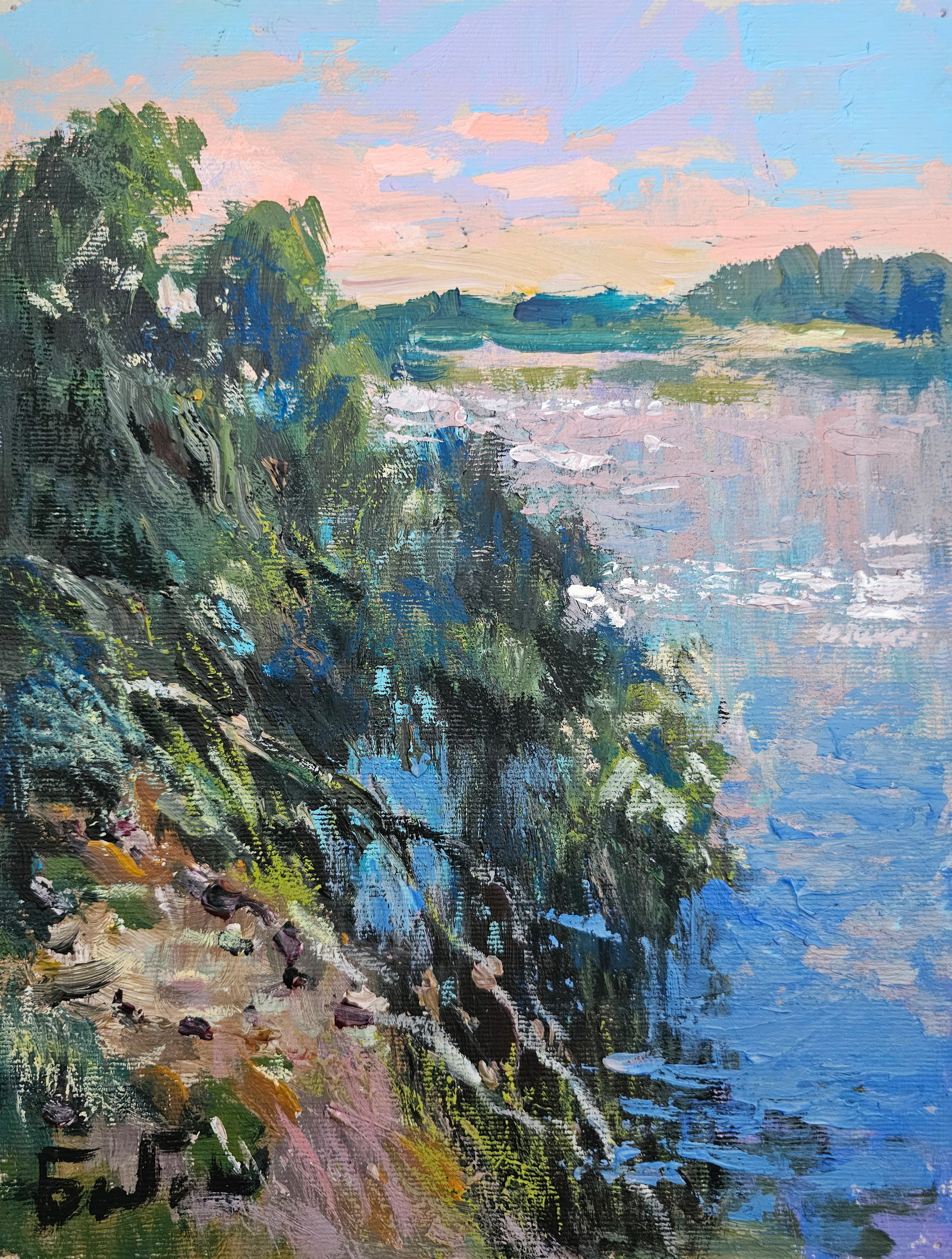 Acrylic painting the vicinity of the river Vyacheslav Petrovich Babac: 254BA Painter: Vyacheslav Petrovick Babac S?ze: 28x21 cm/ 11.02x8.26 inches Components: Acrylic, cardboard Original painting from our collection ERA: 2024 About the artist: Born on August 24, 1946 to 