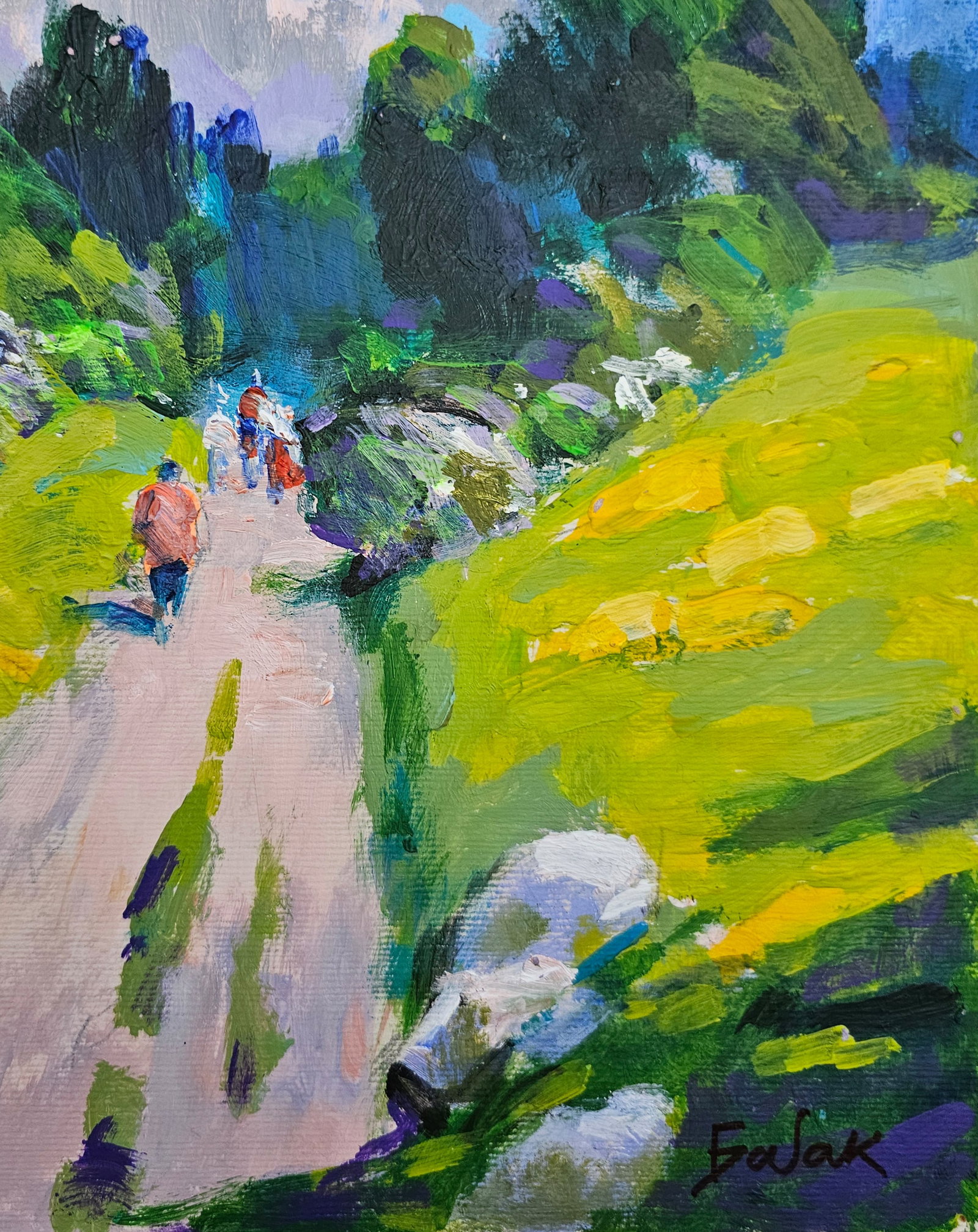 Acrylic painting on the way to the hills Vyacheslav Petrovich Babac - 6