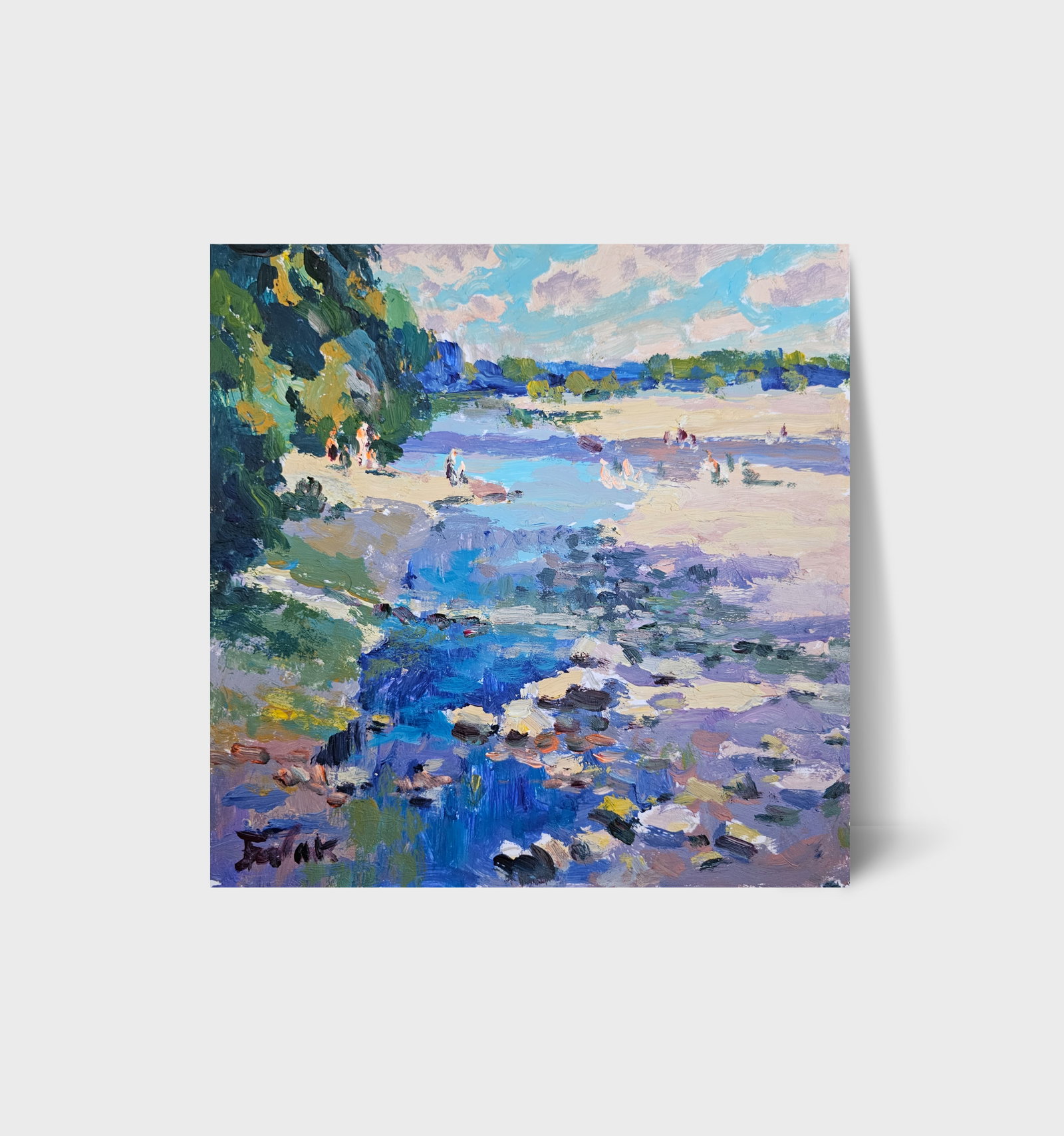Acrylic painting morning by the river Vyacheslav Petrovich Babac - 11
