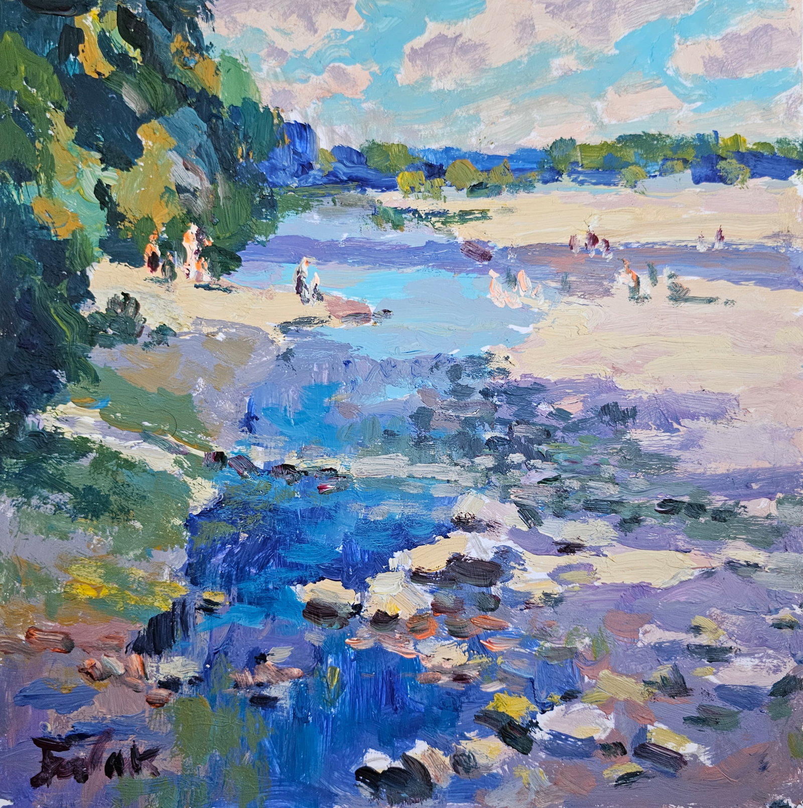 Acrylic painting morning by the river Vyacheslav Petrovich Babac - 3