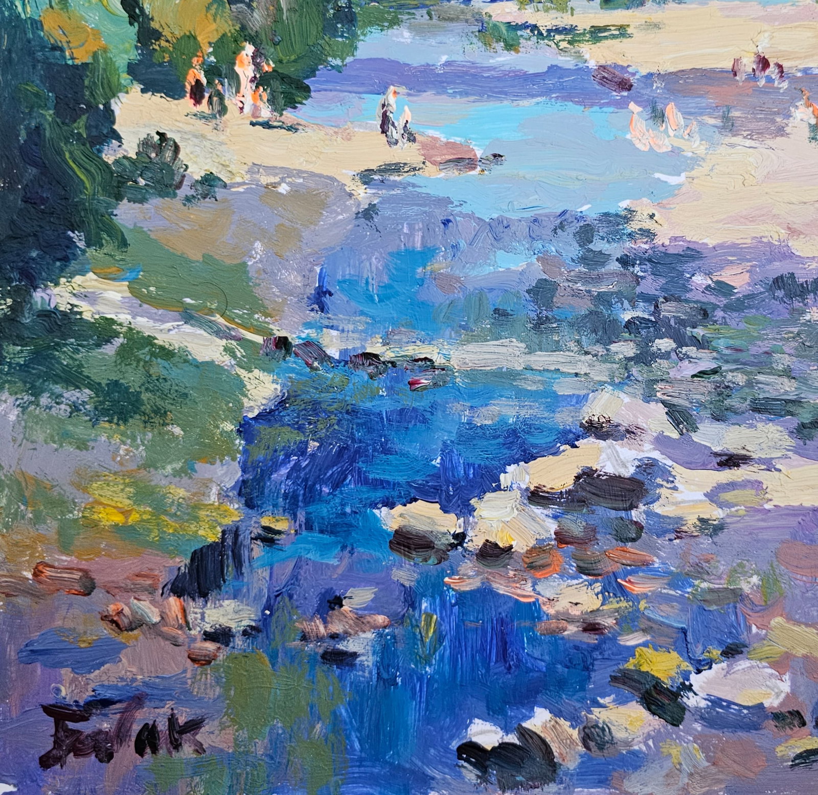 Acrylic painting morning by the river Vyacheslav Petrovich Babac - 6