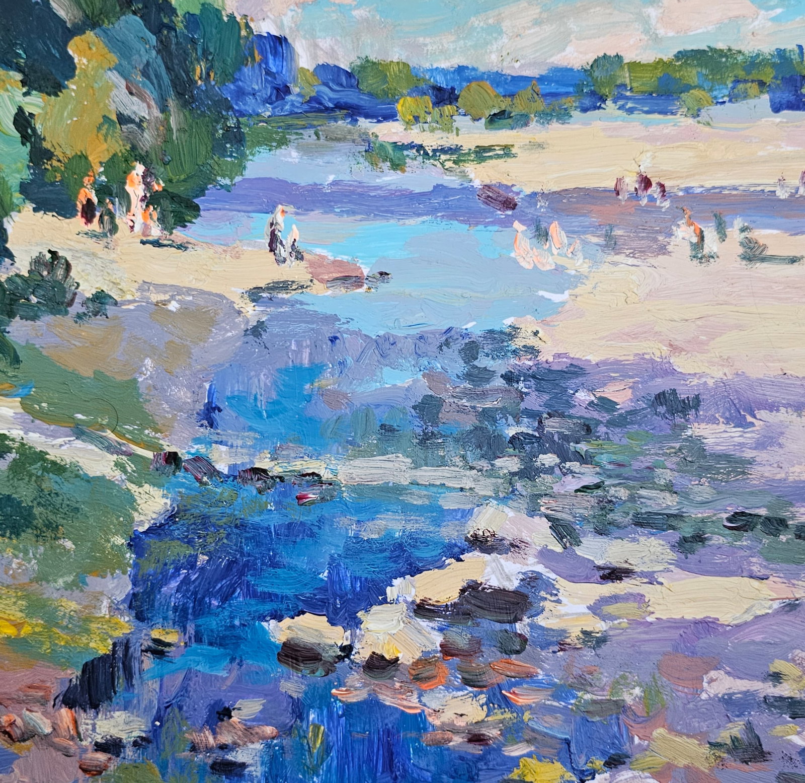 Acrylic painting morning by the river Vyacheslav Petrovich Babac - 8