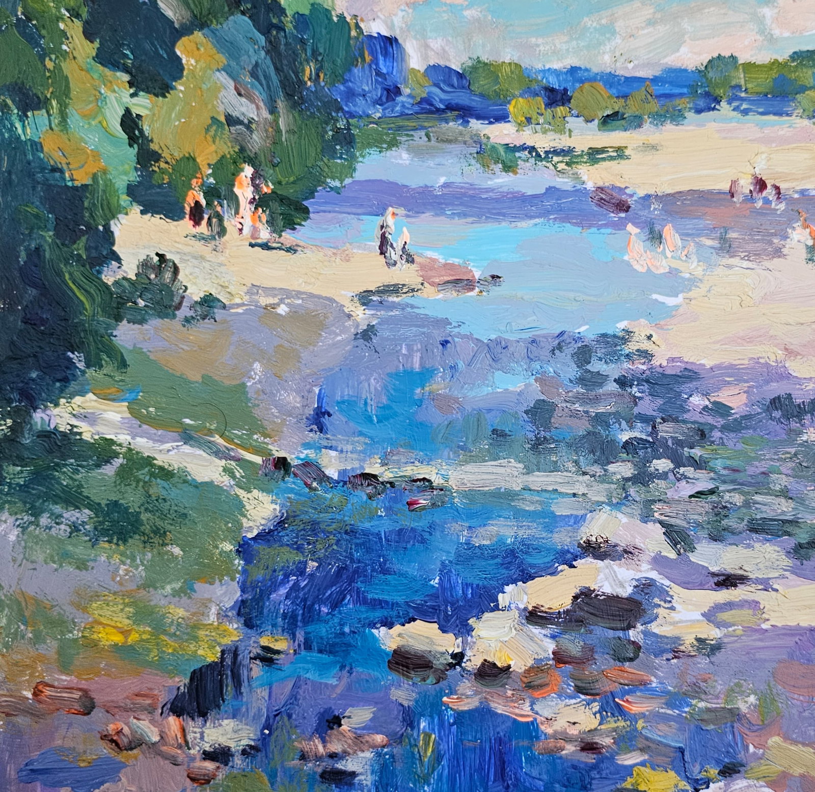 Acrylic painting morning by the river Vyacheslav Petrovich Babac - 9