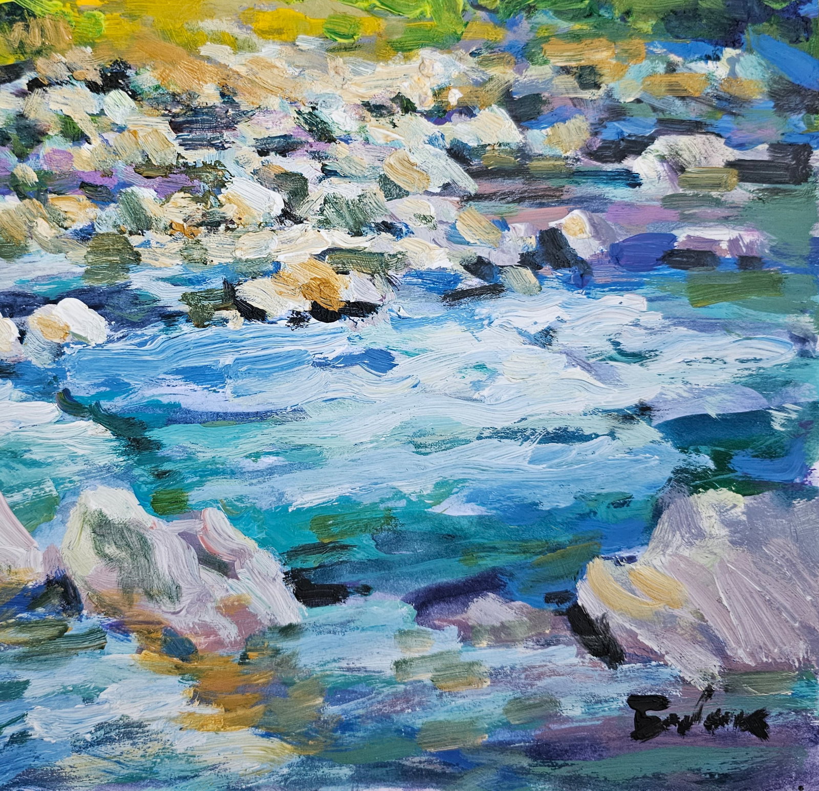 Acrylic painting River rapids Vyacheslav Petrovich Babac - 6