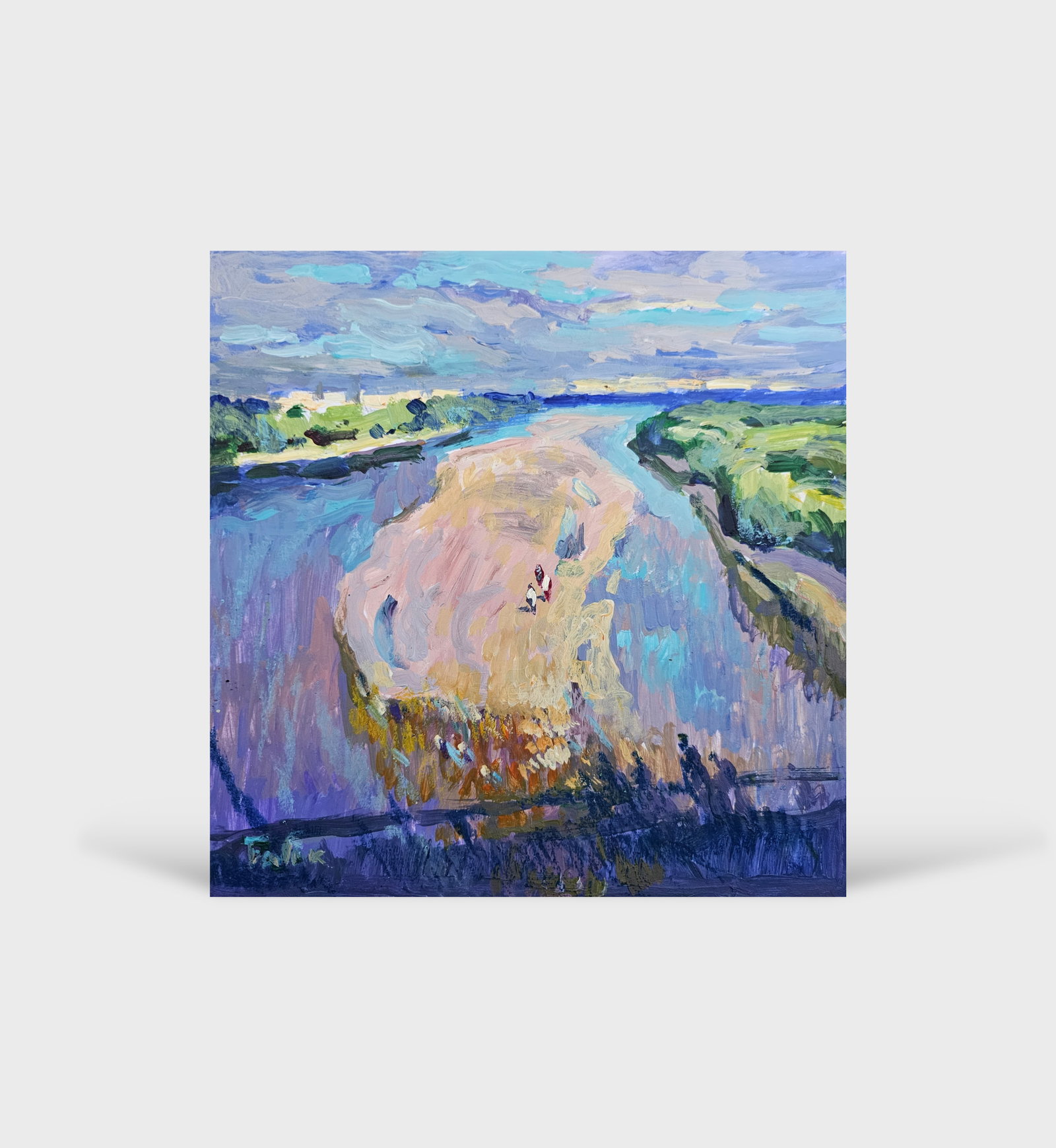 Acrylic painting river landscape Vyacheslav Petrovich Babac - 11