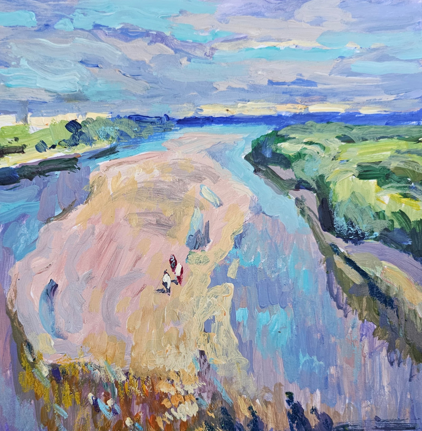Acrylic painting river landscape Vyacheslav Petrovich Babac - 4