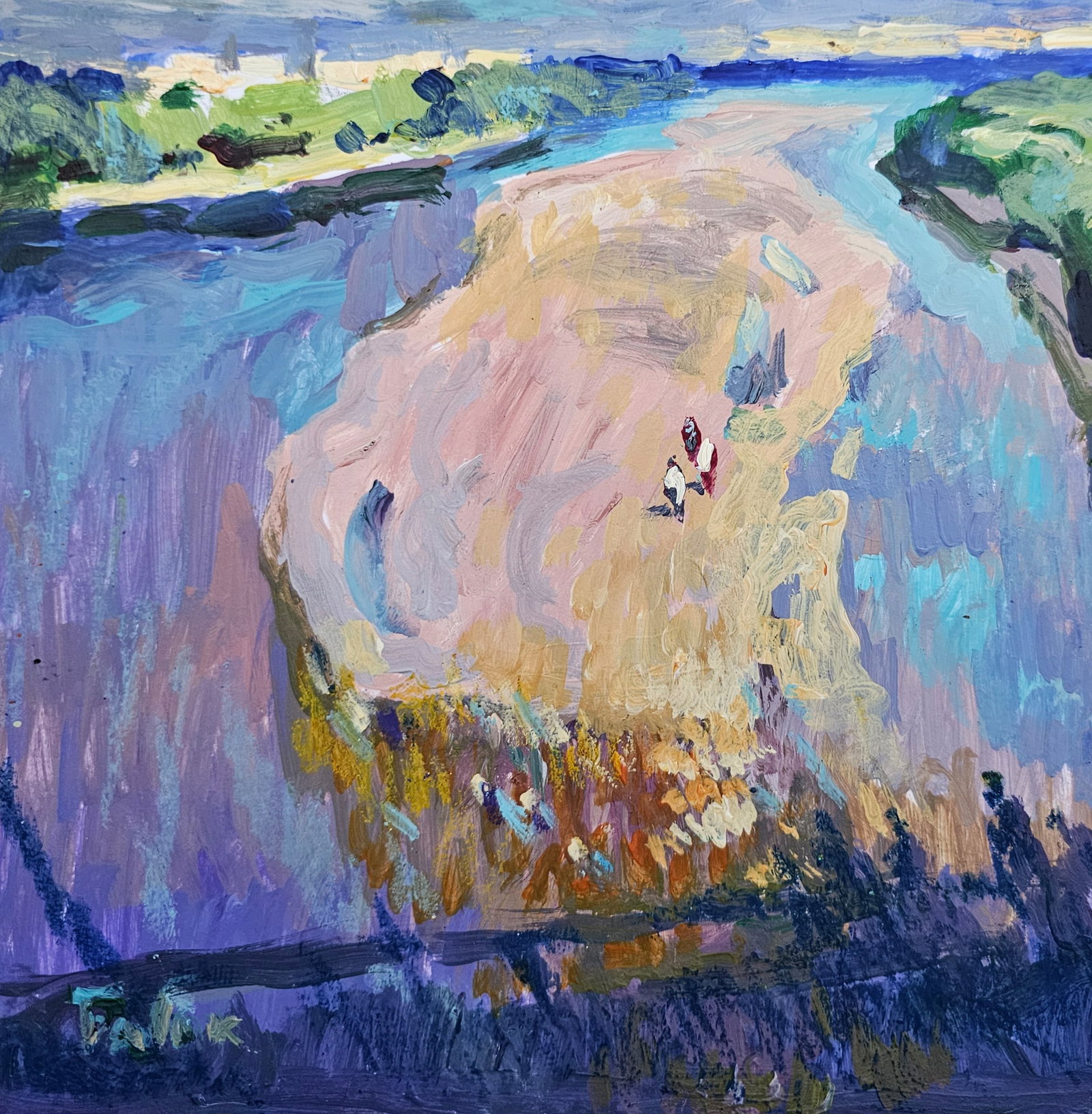 Acrylic painting river landscape Vyacheslav Petrovich Babac - 5