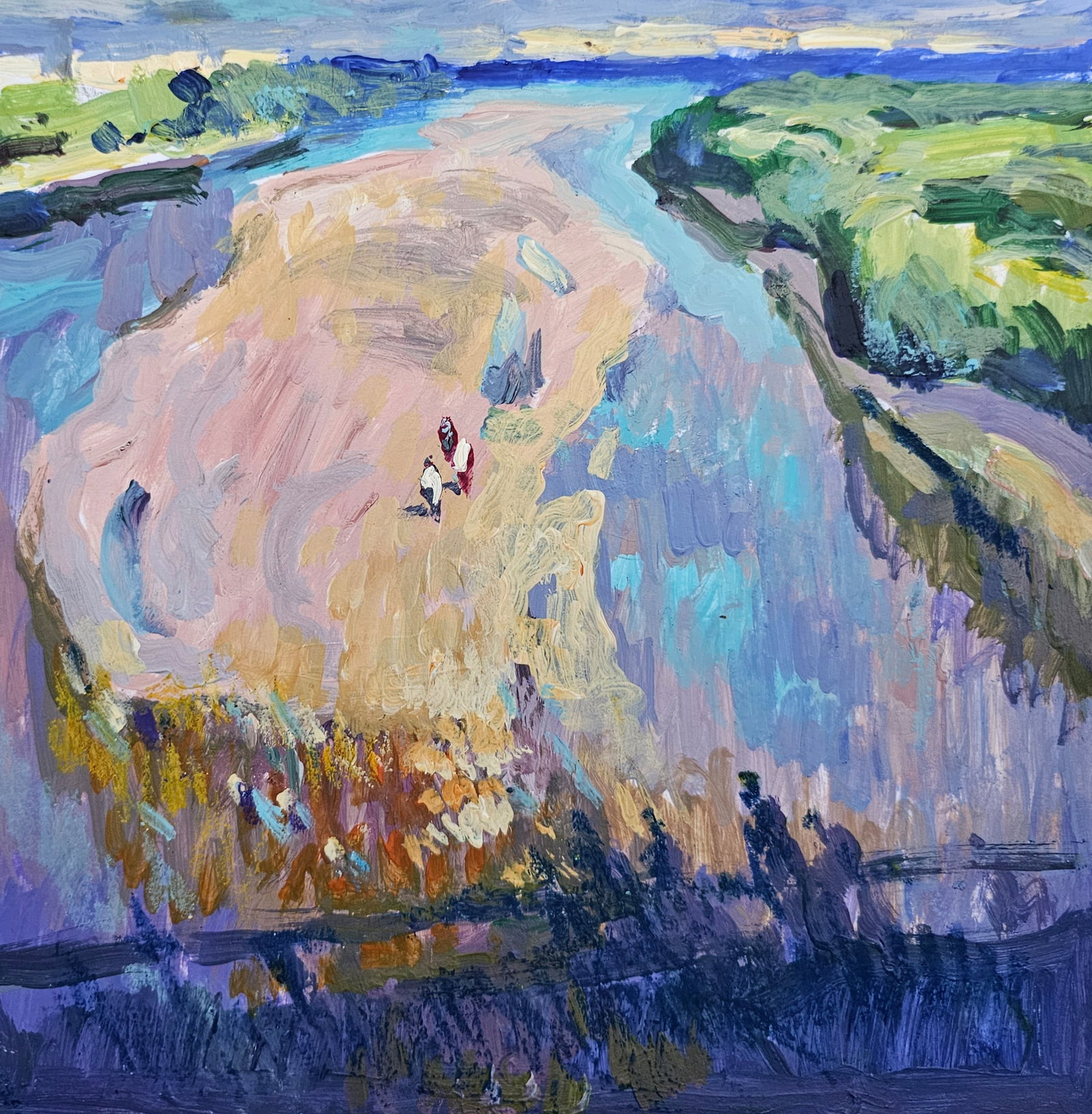 Acrylic painting river landscape Vyacheslav Petrovich Babac - 6