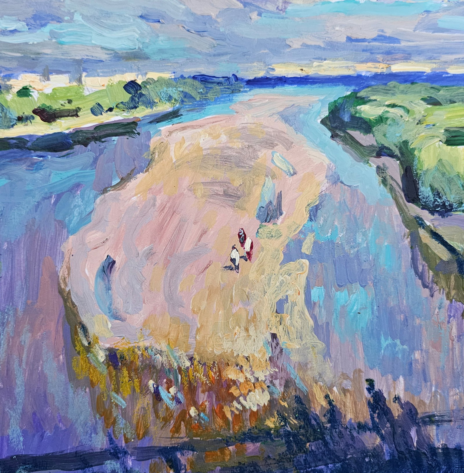 Acrylic painting river landscape Vyacheslav Petrovich Babac - 7