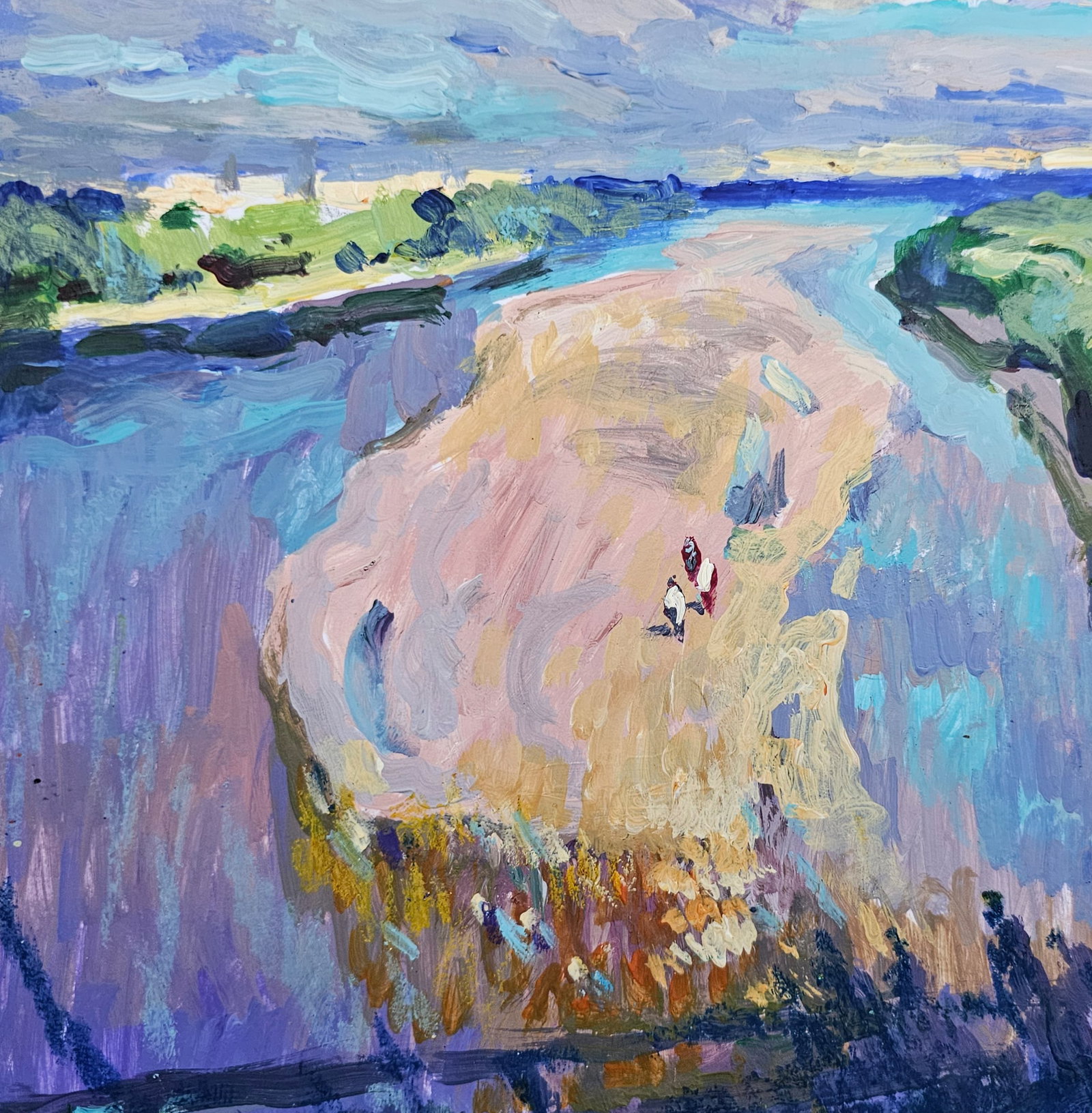 Acrylic painting river landscape Vyacheslav Petrovich Babac - 8