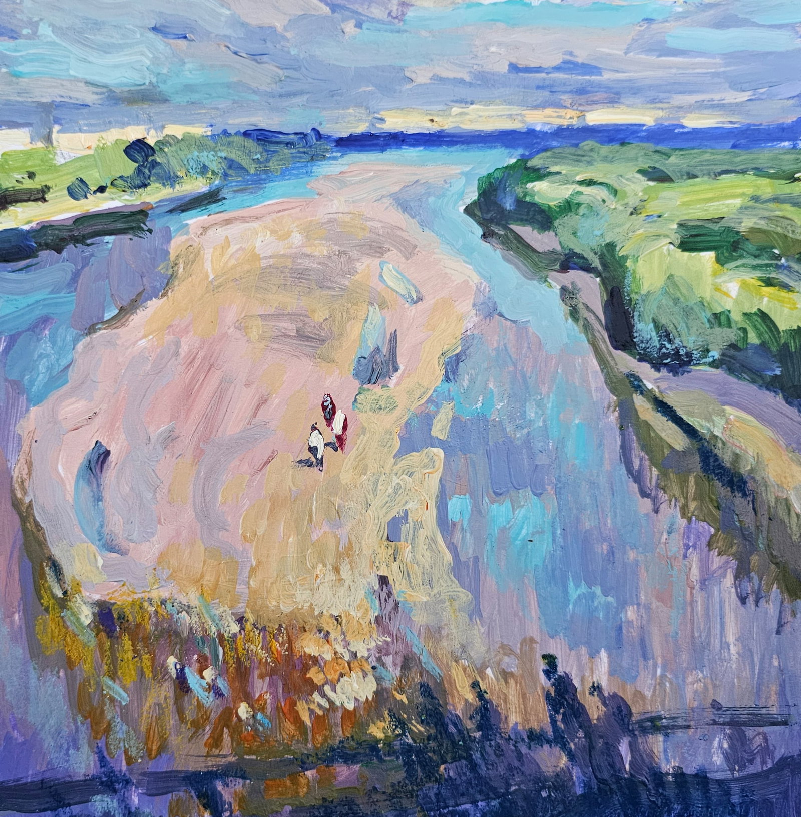 Acrylic painting river landscape Vyacheslav Petrovich Babac - 9