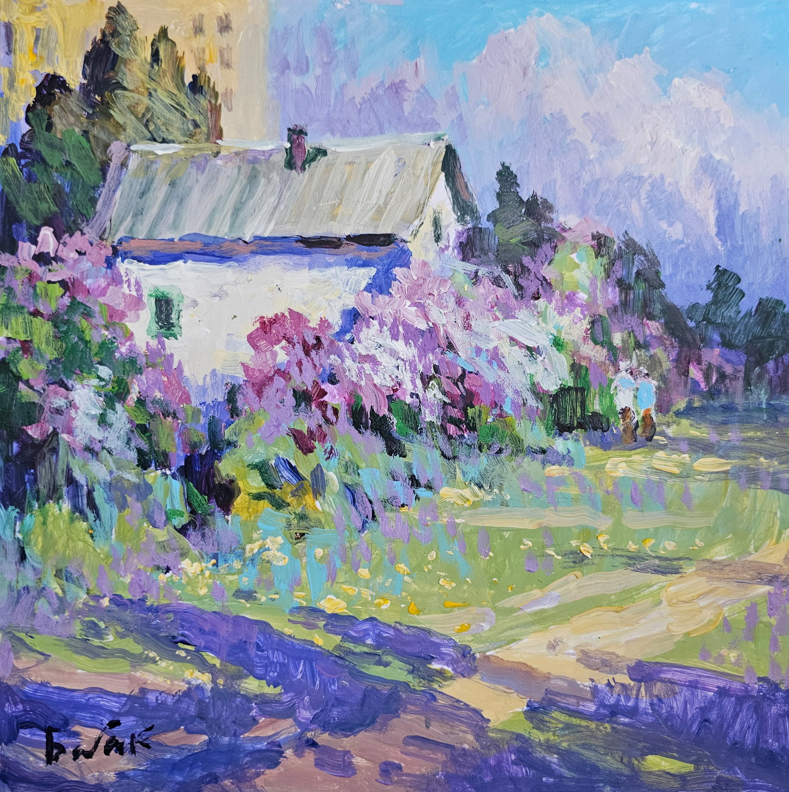 Acrylic painting Lilac is blooming Vyacheslav Petrovich Babac: 277BA Painter: Vyacheslav Petrovick Babac S?ze: 26x26 cm/ 10.23x10.23 inches Components: Acrylic, cardboard Original painting from our collection ERA: 2024 About the artist: Born on August 24, 1946