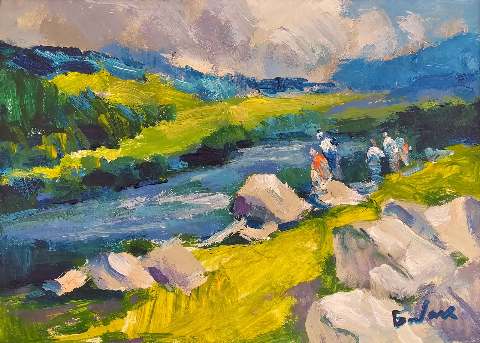 Acrylic painting behind the Carpathian village Vyacheslav Petrovich Babac: 281BA Painter: Vyacheslav Petrovick Babac S?ze: 15x21 cm/ 5.9x8.26 inches Component: Acrylic, cardboard Original painting from our collection ERA: 2024 About the artist: Born on August 24, 1946 to the