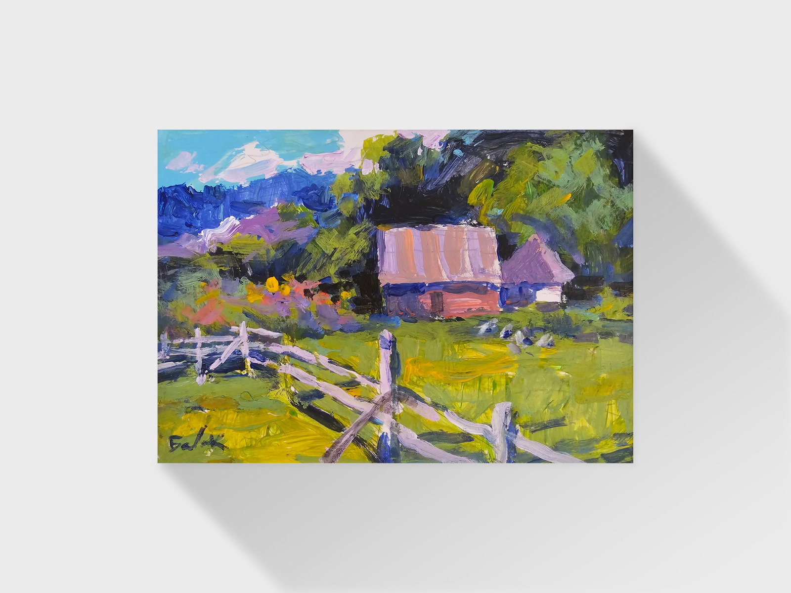 Acrylic painting Village in the Carpathians Vyacheslav Petrovich Babac - 10