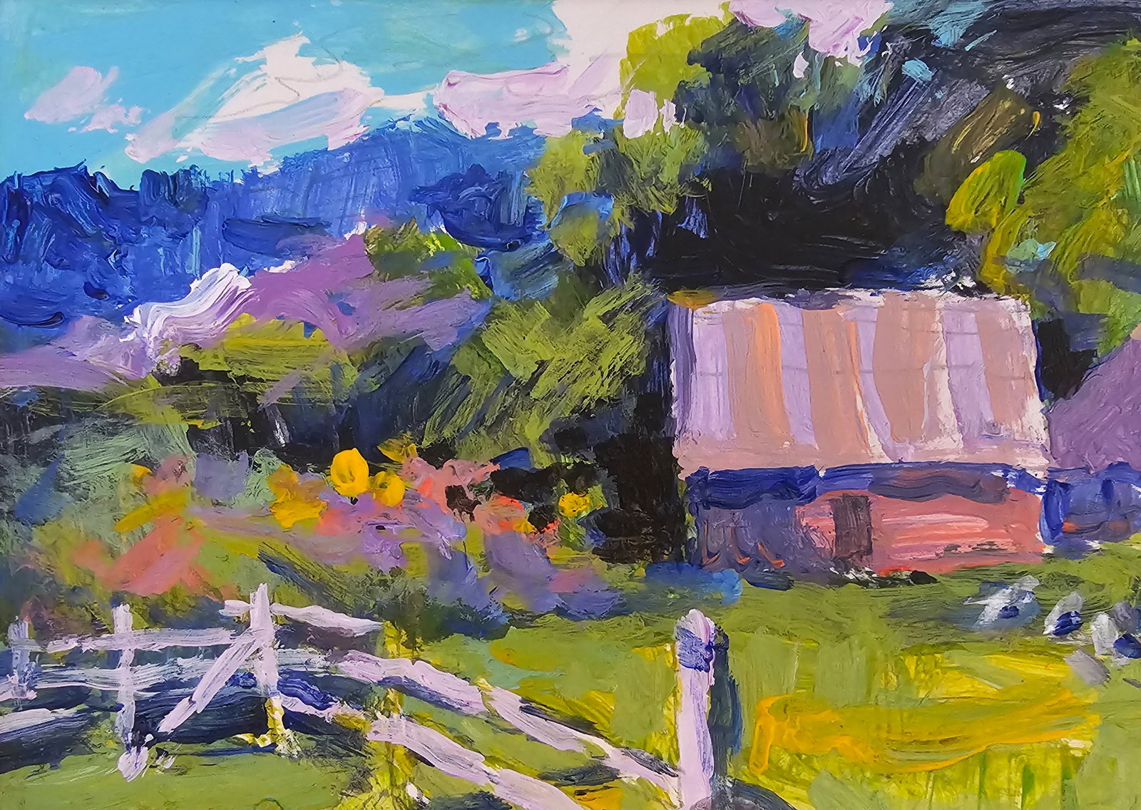 Acrylic painting Village in the Carpathians Vyacheslav Petrovich Babac - 3