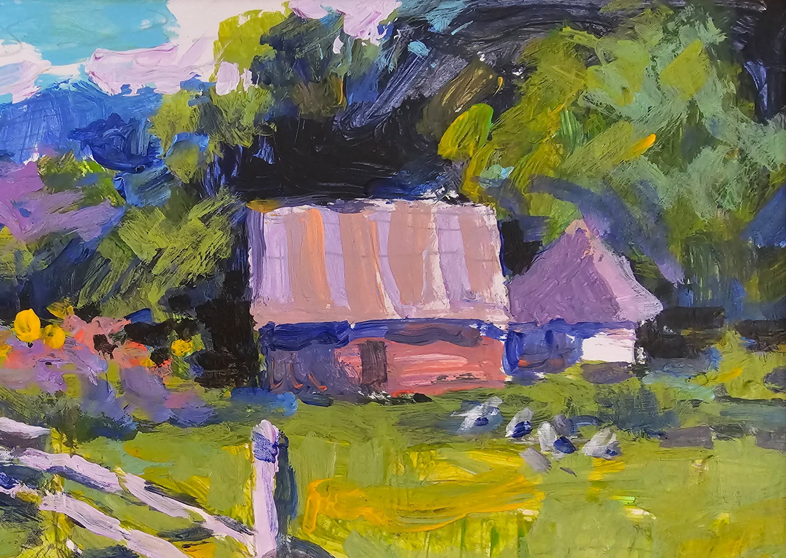 Acrylic painting Village in the Carpathians Vyacheslav Petrovich Babac - 4