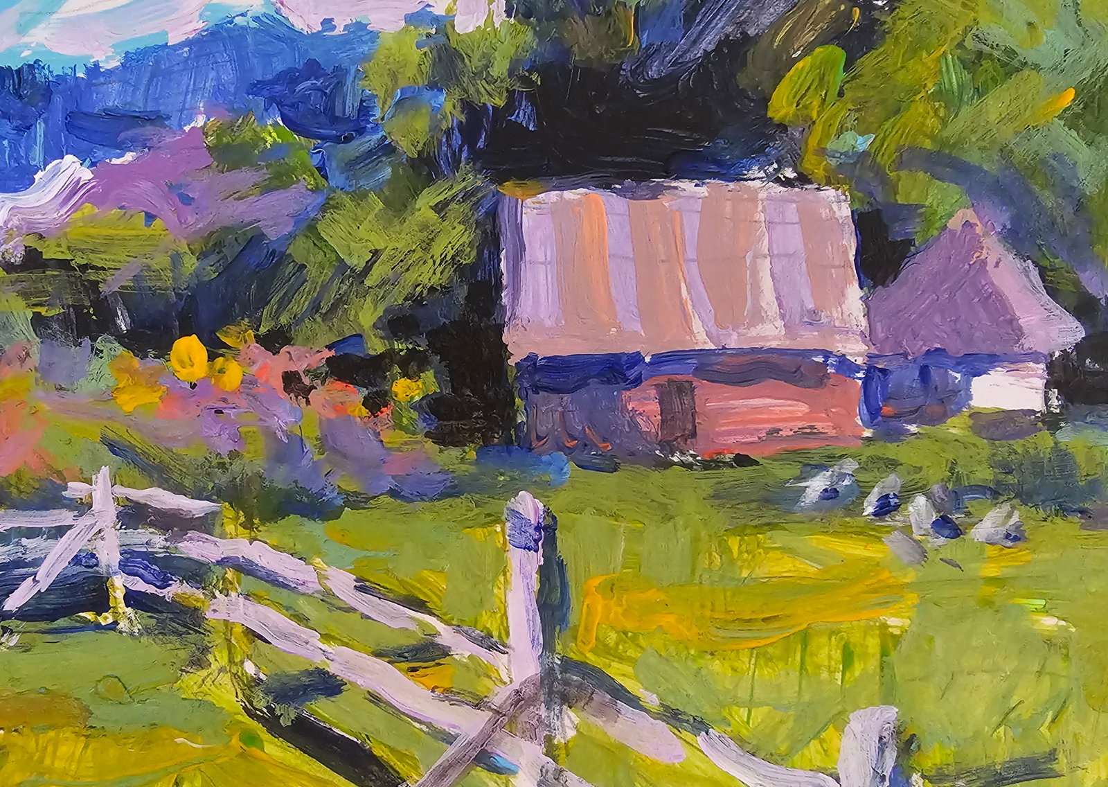 Acrylic painting Village in the Carpathians Vyacheslav Petrovich Babac - 7