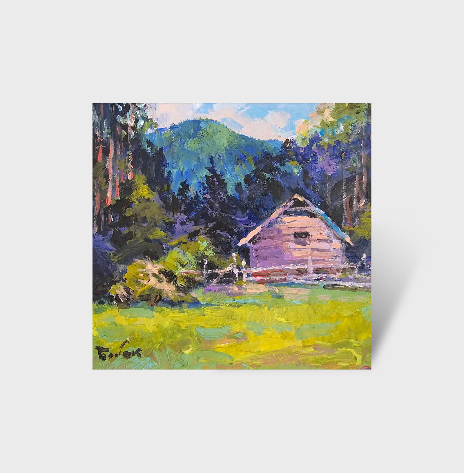 Acrylic painting carpathian cabin Vyacheslav Petrovich Babac - 10