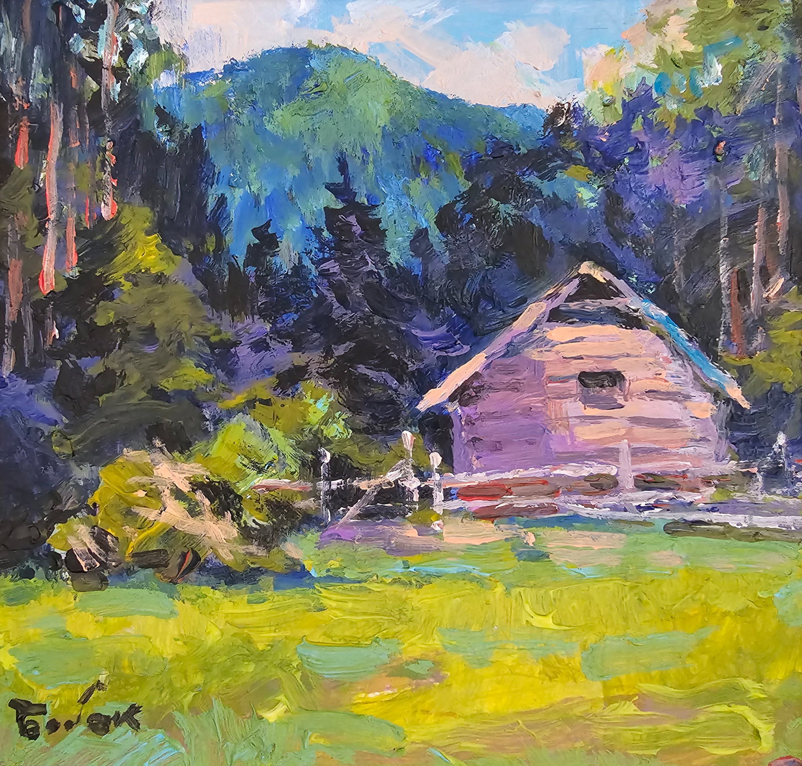 Acrylic painting carpathian cabin Vyacheslav Petrovich Babac: 288BA Painter: Vyacheslav Petrovick Babac S?ze: 15x16 cm/ 5.9x6.29 inches Component: Acrylic, cardboard Original painting from our collection ERA: 2024 About the artist: Born on August 24, 1946 to