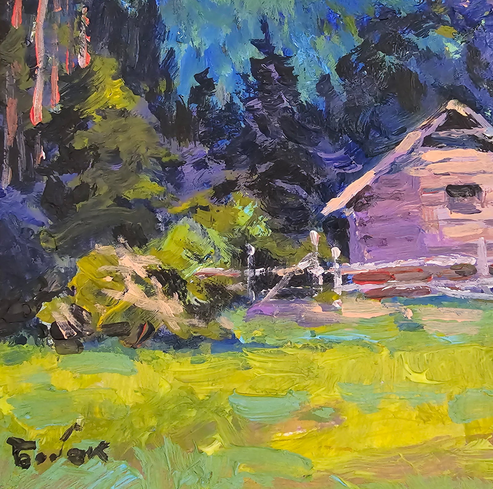 Acrylic painting carpathian cabin Vyacheslav Petrovich Babac - 5