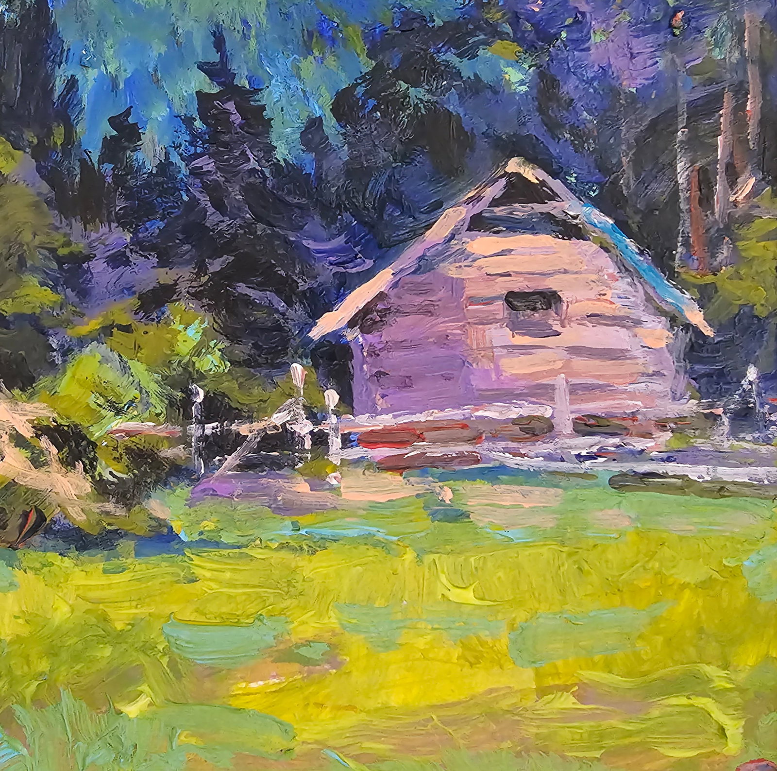 Acrylic painting carpathian cabin Vyacheslav Petrovich Babac - 6