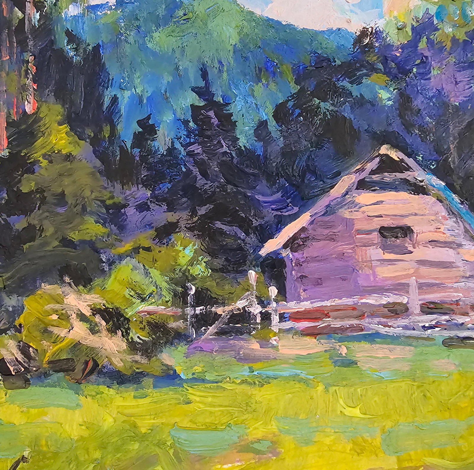 Acrylic painting carpathian cabin Vyacheslav Petrovich Babac - 7