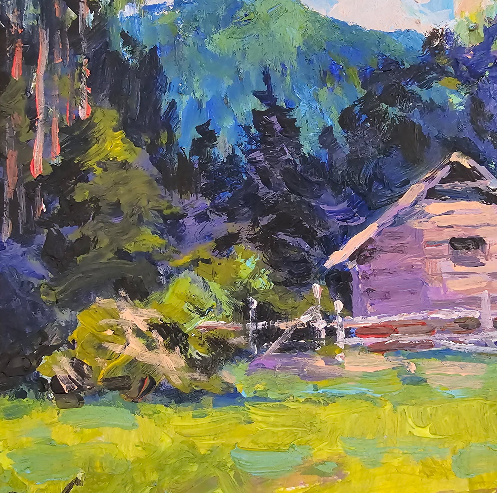 Acrylic painting carpathian cabin Vyacheslav Petrovich Babac - 8