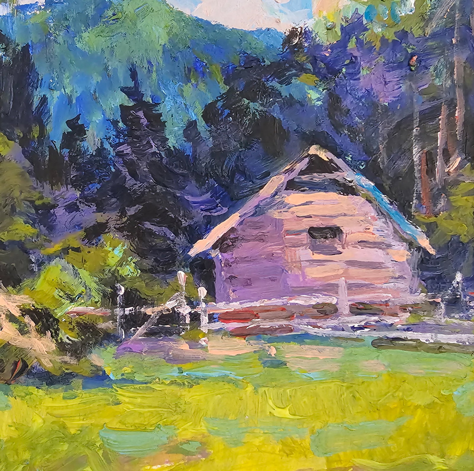 Acrylic painting carpathian cabin Vyacheslav Petrovich Babac - 9