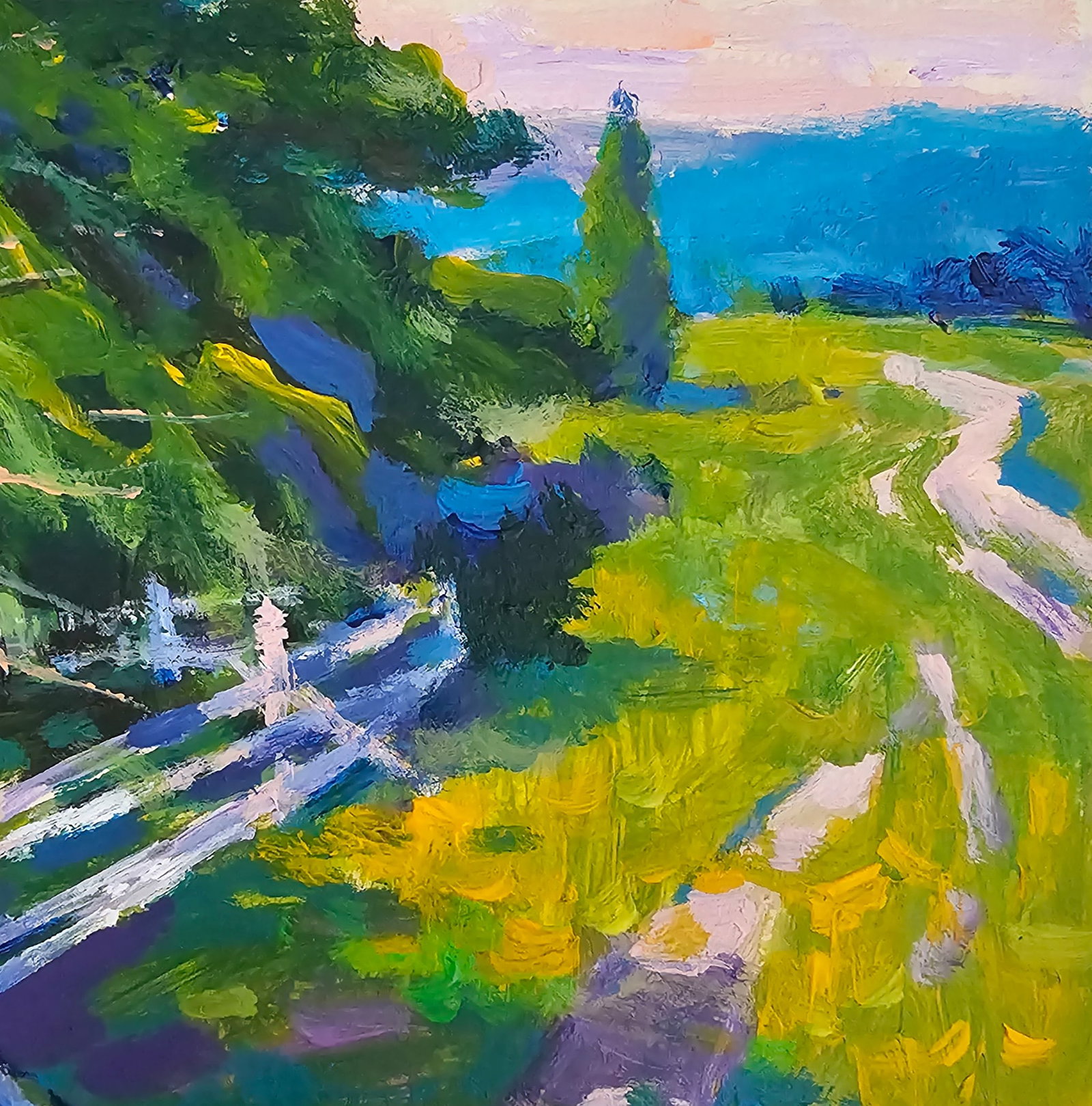 Acrylic painting the road to the hills Vyacheslav Petrovich Babac - 4